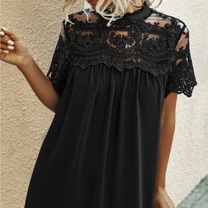 Lace chiffon mini dress